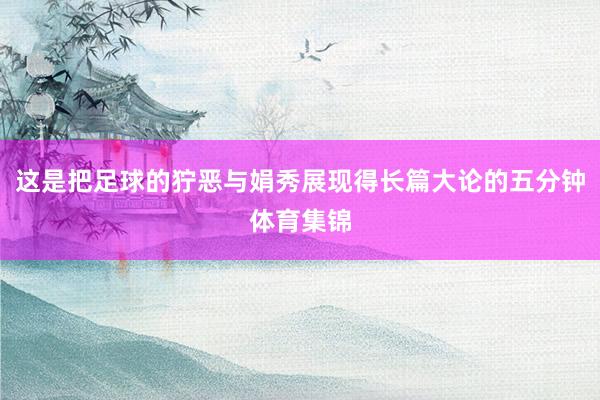 这是把足球的狞恶与娟秀展现得长篇大论的五分钟体育集锦