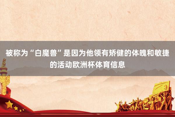 被称为“白魔兽”是因为他领有矫健的体魄和敏捷的活动欧洲杯体育信息