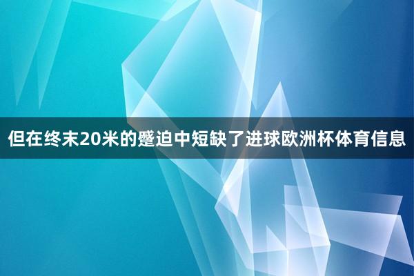 但在终末20米的蹙迫中短缺了进球欧洲杯体育信息