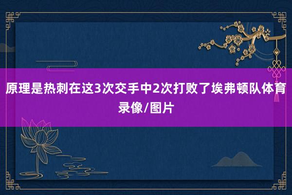 原理是热刺在这3次交手中2次打败了埃弗顿队体育录像/图片