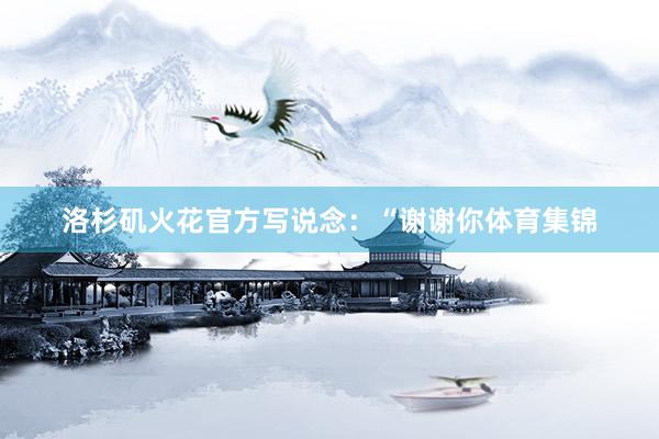 洛杉矶火花官方写说念：“谢谢你体育集锦
