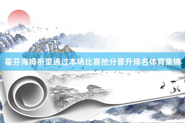 霍芬海姆祈望通过本场比赛抢分晋升排名体育集锦