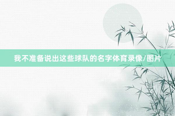 我不准备说出这些球队的名字体育录像/图片