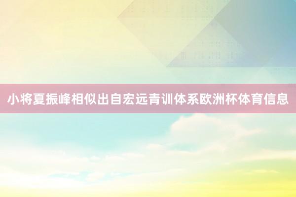 小将夏振峰相似出自宏远青训体系欧洲杯体育信息