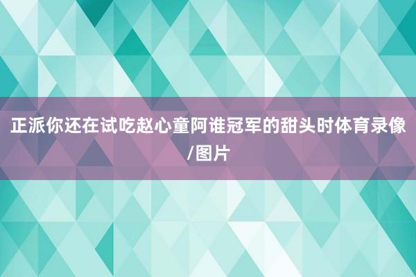 正派你还在试吃赵心童阿谁冠军的甜头时体育录像/图片
