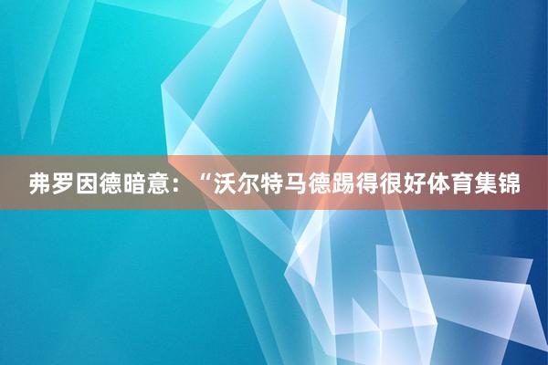 弗罗因德暗意：“沃尔特马德踢得很好体育集锦