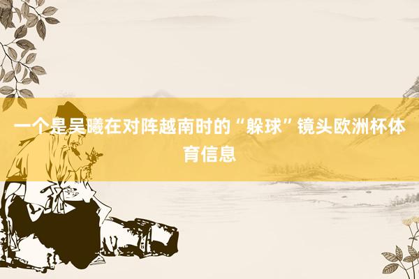 一个是吴曦在对阵越南时的“躲球”镜头欧洲杯体育信息