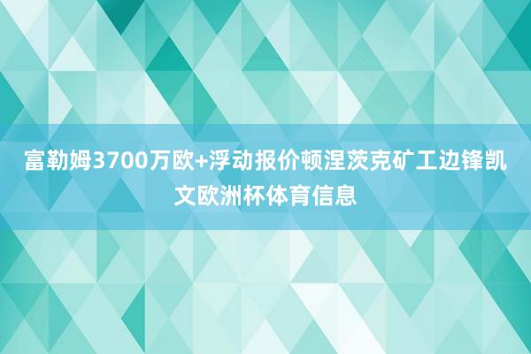 富勒姆3700万欧+浮动报价顿涅茨克矿工边锋凯文欧洲杯体育信息