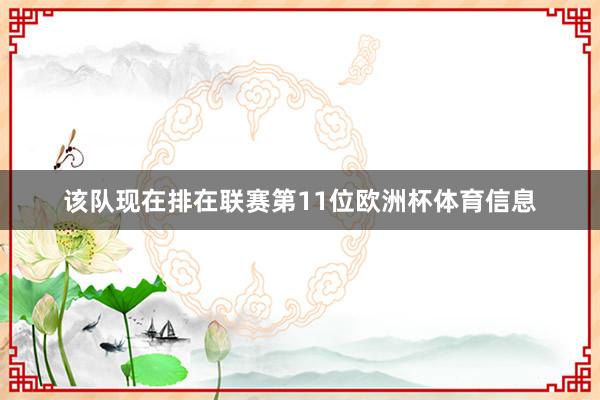 该队现在排在联赛第11位欧洲杯体育信息