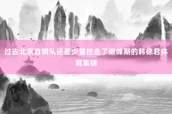过去北京首钢队还差少量挖走了巅峰期的韩德君体育集锦