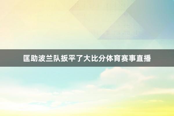 匡助波兰队扳平了大比分体育赛事直播