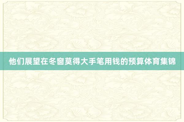 他们展望在冬窗莫得大手笔用钱的预算体育集锦