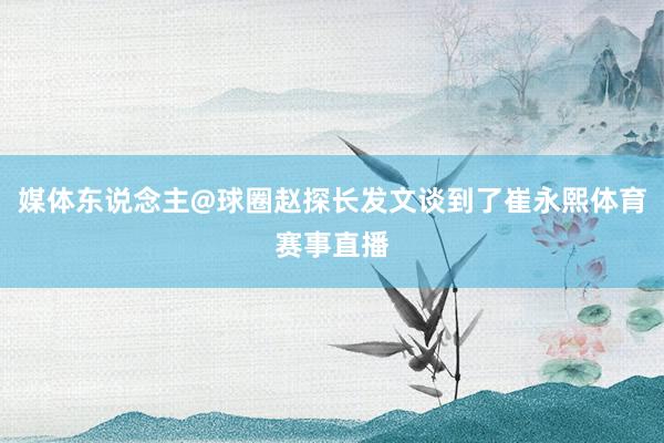 媒体东说念主@球圈赵探长发文谈到了崔永熙体育赛事直播