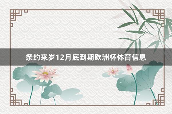 条约来岁12月底到期欧洲杯体育信息