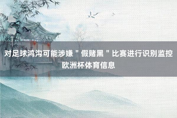 对足球鸿沟可能涉嫌＂假赌黑＂比赛进行识别监控欧洲杯体育信息