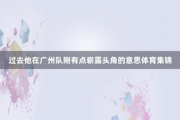 过去他在广州队刚有点崭露头角的意思体育集锦