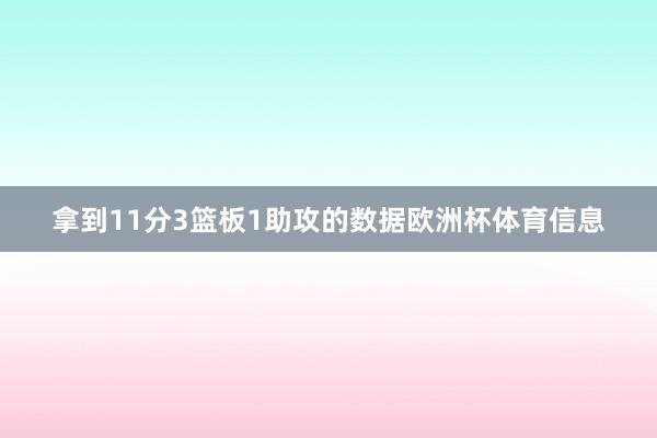 拿到11分3篮板1助攻的数据欧洲杯体育信息
