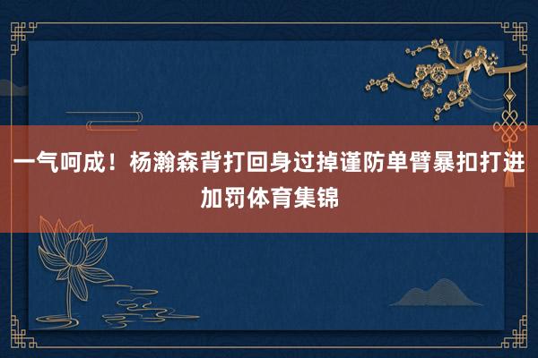 一气呵成！杨瀚森背打回身过掉谨防单臂暴扣打进加罚体育集锦