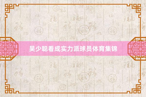 吴少聪看成实力派球员体育集锦