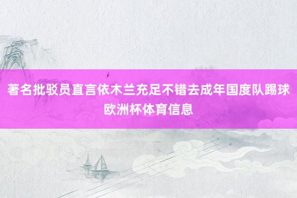 著名批驳员直言依木兰充足不错去成年国度队踢球欧洲杯体育信息