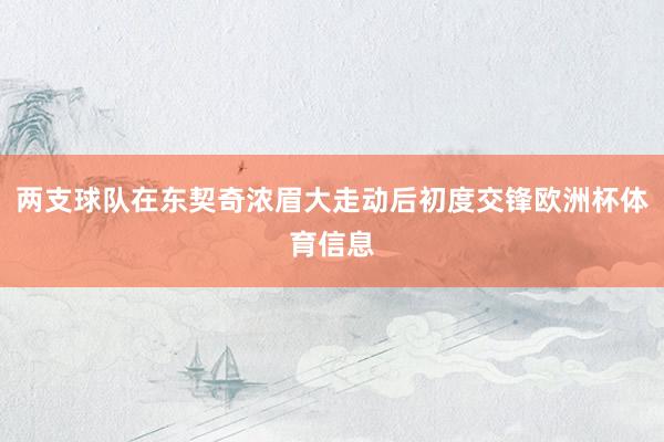两支球队在东契奇浓眉大走动后初度交锋欧洲杯体育信息
