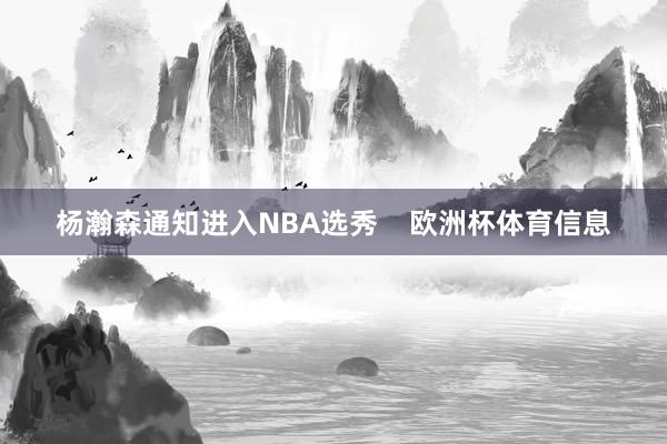 杨瀚森通知进入NBA选秀 欧洲杯体育信息
